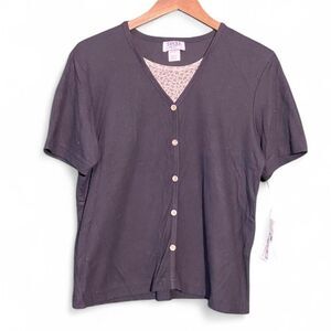 y2k 2000s Teddi Petite button-up blouse with leopard print lining